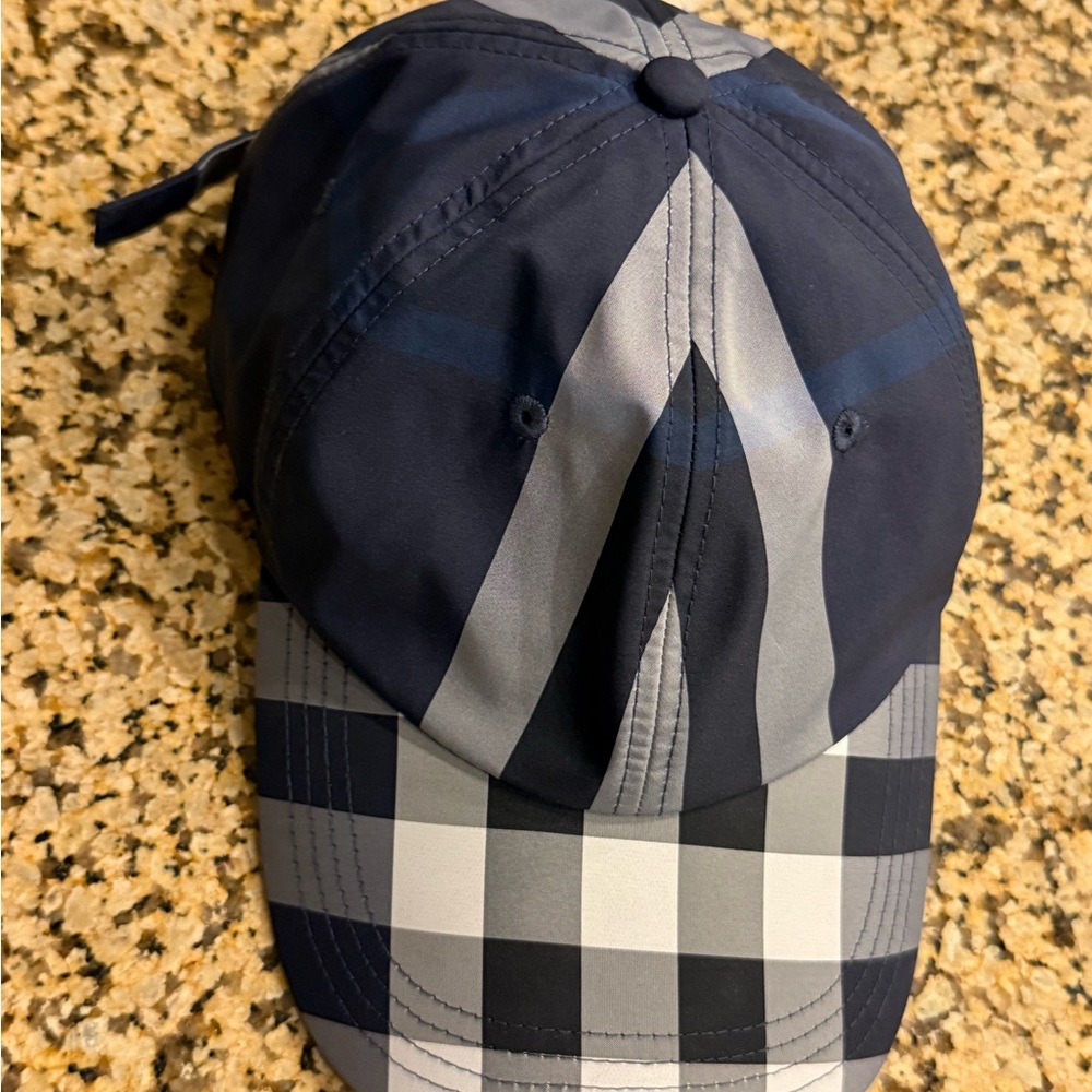 Authentic Burberry Navy and Gray Checkered Hat